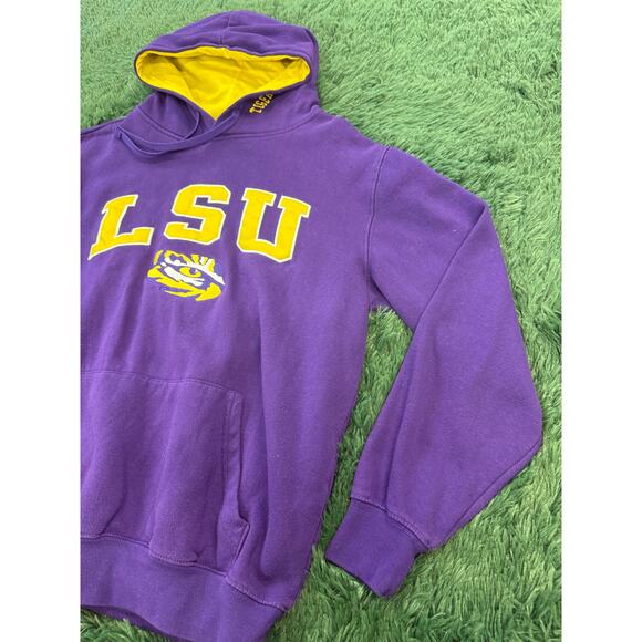 LSU Louisiana State University Pullover Purple | Yellow Sweatshirt Hoodie Medium - Picture 5 of 8